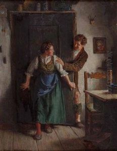 "bursch Besucht Das Zogernde Dirndl" by Hermann Kauffmann