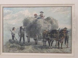 Bauern Bei Der Heuernte by Hermann Kauffmann