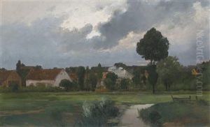 Landscape With River And Houses by Adolf Kaufmann