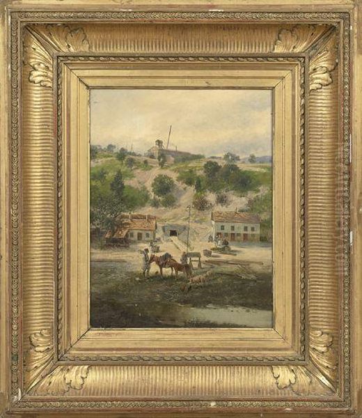 Mediterranean Village With Figures And Livestock - view 1