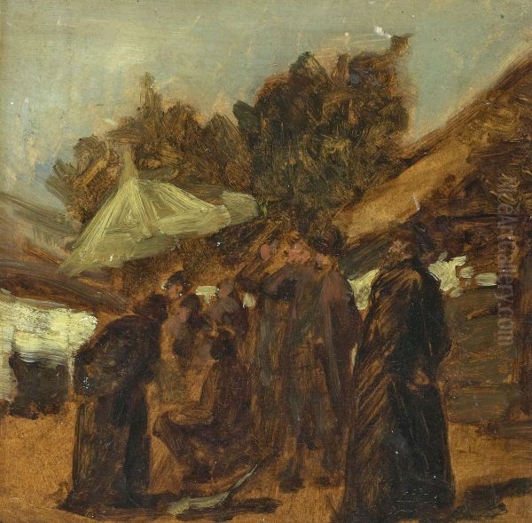 Dorfplatz Mit Rabbinern(olstudie) - view 1