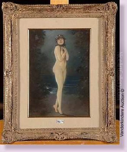 Femme Nue Au Bord De L'eau Au Clair De Lune - view 1