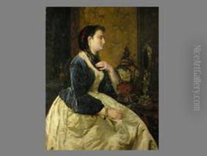 Portrait Einer Dame Beim Schmuck Anlegen by Friedrich Kaulbach