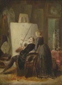 Der Kunstler Mit Seiner Frau Vor Staffelei.