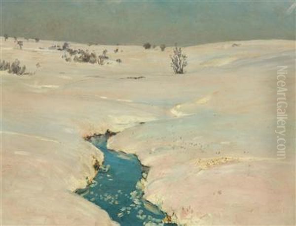 A Brook In A Winter Landscape - view 1