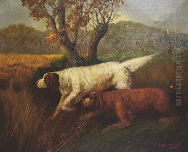 Two Pointers With A Huntsman In Landscape - view 1