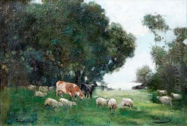 Cows And Sheep Grazing - view 1