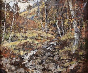 A Woodland Stream, Autumn by James Kay