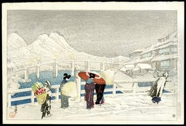 Matsue Bridge In Snow - view 1