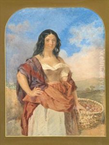 Portrait Ofa Judy Callaghan With A Basket Of Fruit