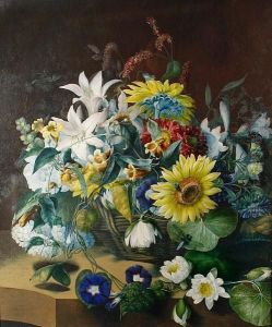 Still Life Flowers In A Basket