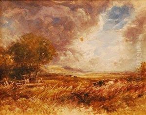 Drover And Sheep On A Heathland