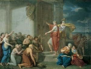 Allegorische Szene. Moglicherweise Handelt Es Sich Um Eine Allegorie Auf Den Regierungsantritt Des Fursten August Christian Friedrich Von Anhalt-kothen (1789), Da Ein Mit Dem Wappen Des Hauses Anhalt Geschmuckter Schild Zu Sehen Ist. Allegorische Szene. Moglicherweise Handelt Es Sich Um Eine Allegorie Auf Den Regierungsantritt Des Fursten August Christian Friedrich Von Anhalt-kothen (1789), Da Ein Mit Dem Wappen Des Hauses Anhalt Geschmuckter Schild Zu Sehen Ist.