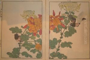 Folio Of Woodblock Prints From A Manual Of Bird And Flower Paintings by Imao Keinen