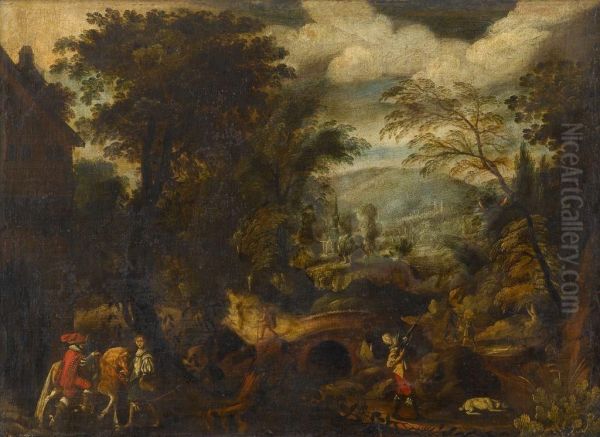 Hunting Party In An Extensive Landscape - view 1