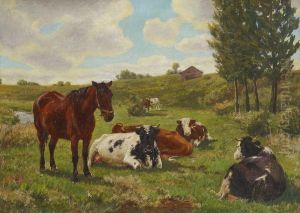 "pferd Und Kuhe Auf Der Weide" by Otto Keitel