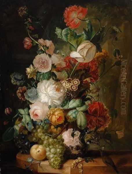 Still Life Of Flowers With Birds - view 1