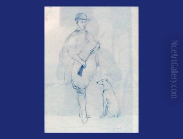 Jagerin Mit Hund - view 1
