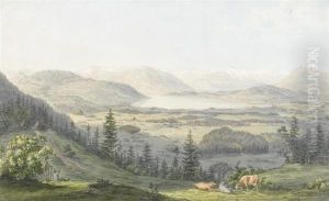 Der Zugersee Vom Albis by Heinrich Keller