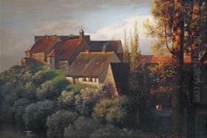 Mountain Village At Evening Light. by Paul-Wilhelm Keller-Reutlingen