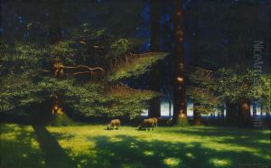 Schafe Auf Einer Waldlichtung.