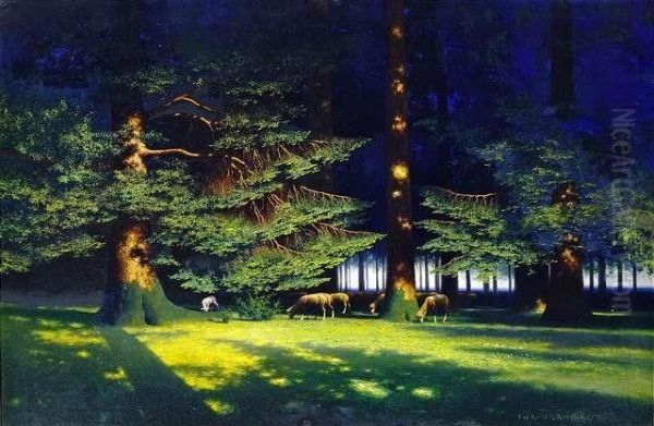 Woods Inside With A Flock Of Sheep - view 1