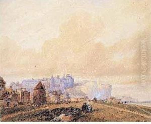 Dieppe, La Plage Et Le Chateau by Nicolas Joseph Kellin