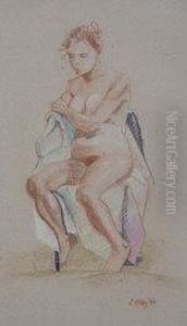 Nude Female, Seated On A Chair by Elisabeth Kelly