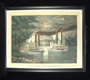 Midnight Race On The Mississippi, C.1870 by Thomas Kelly