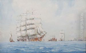 Clipper Ships, A Pair by Frank Kelsey