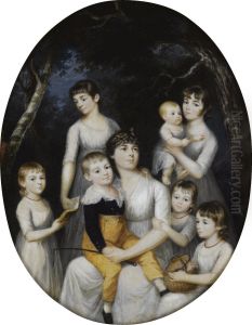 Portrait Of A Family Group by Georges Antoine Keman