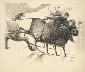 Sleigh Ride. Signed Lower Right Kemble. by Edward Windsor Kemble