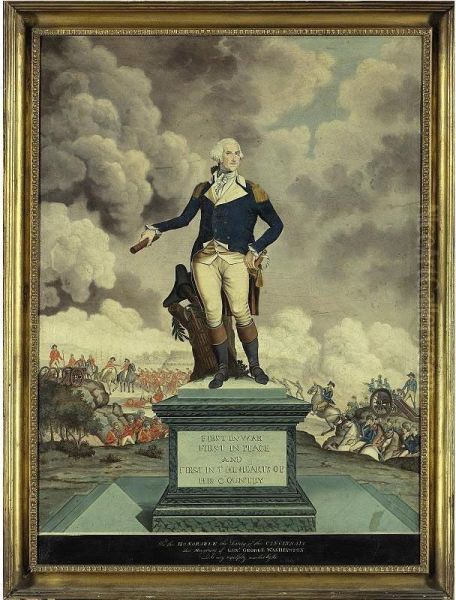 A Portrait Of General George Washington Against The Backdrop Of A Battle Scene, Possibly The Whiskey Rebellion Riots - view 1