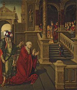The Presentation Of The Virgin In The Temple With Saints Anne And Joachim by Pedro de Campana