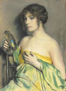 Woman With Parrot by William Sergeant Kendall
