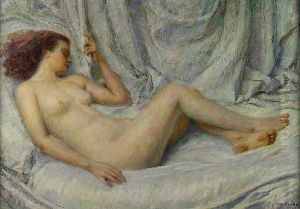 Lounging Nude by Geza Kende