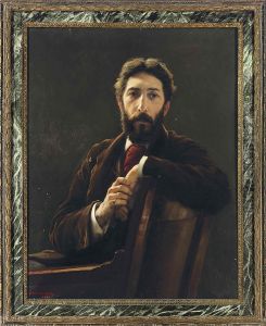 Portrait Of The Architect P. Norman, Seated, Half-length, In Abrown Coat by Charles Napier Kennedy
