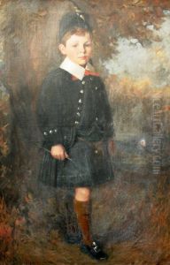A Young Boy Standing In Traditional Scottish Attire by James Dalzell Kenworthy