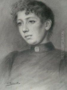 Portrait Of A Lady Head And Shoulders Turned To The Left by James Dalzell Kenworthy