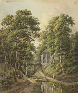 Wooded Landscape With A Canal by Daniel Johannes Torman Kerkhoff