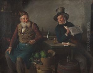 Zwei Herren In Der Wirtsstube by Hermann Kern