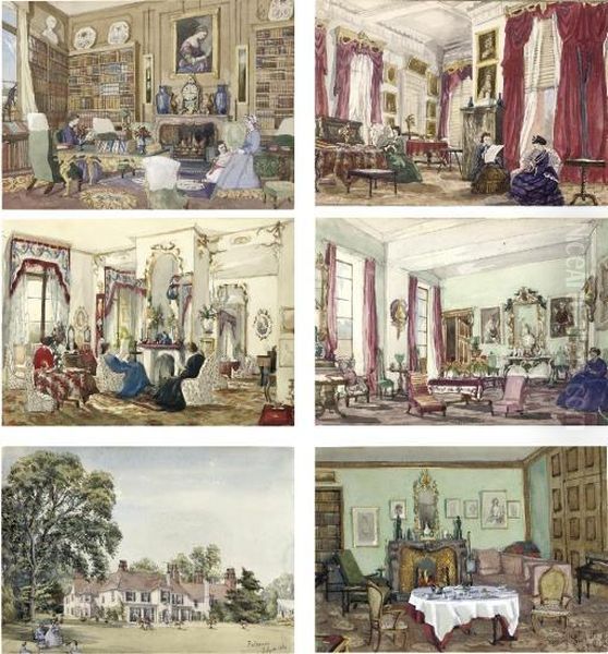Two Albums Of Approximately Two Hundred And Eighty Nine Drawings And Watercolours On One Hundred And Eighty Two Sheets, Including Interiors Of Hockwold; 6 Montague Street; Munden; Teddesley, Staffordshire; Delapre Abbey; Moor Park; Farming Woods, Northamp - view 1