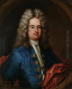 Portrait Half Length Of Gilbert Browne, Wearing A Blue Coat With Gold Embroidery And A White Stock, In A Painted Cartouche