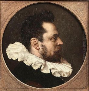 Portrait Of Gentleman In Profile, Bust Length, Wearing A Black Tunic And A White Ruff by Cornelis Ketel
