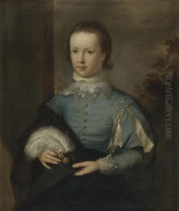 Portrait Of A Boy In Blue by Tilly Kettle