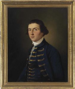 Portrait Of A Young Man, Half-length, In Blue Coat And Waistcoatwith Gold Embroidery