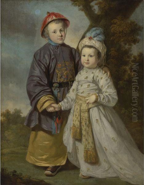 Portrait Of Two Children In Eastern Costumes - view 1