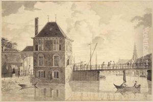 View Of The Eendjespoort, Haarlem, With The Church Of St. Bavo In The Distance