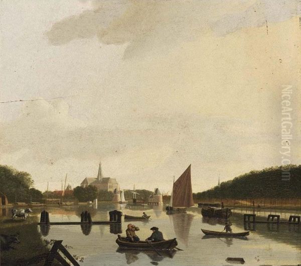 Haarlem: A View From The South-east, With The St. Bavo And The Catharina Bridge, The River Spaarne In The Foreground - view 1