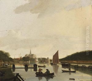 Haarlem: A View From The South-east, With The St. Bavo And The Catharina Bridge, The River Spaarne In The Foreground by Hendrik Keun